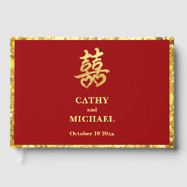 Livro De Visitas Felicidade dupla do casamento chinês coração verme