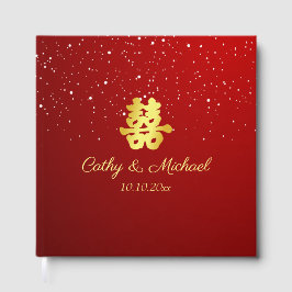 Livro De Visitas Felicidade dupla do floco de neve vermelho-chinês