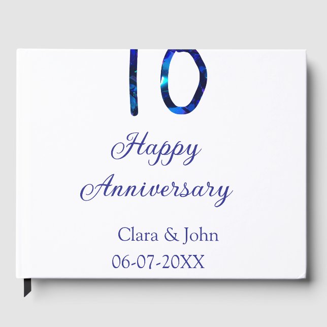 Livro De Visitas Feliz 10º aniversário data de adição do nome da li (Frente)