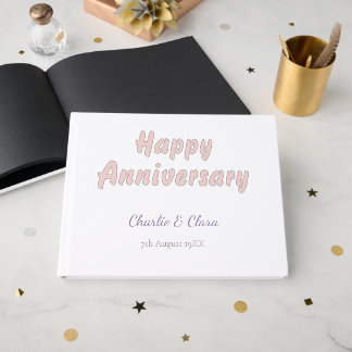 Livro De Visitas Feliz aniversário adicionar nome rosa cinza pastel