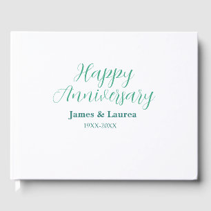 Livro De Visitas Feliz aniversário de casamento nome data ano simpl
