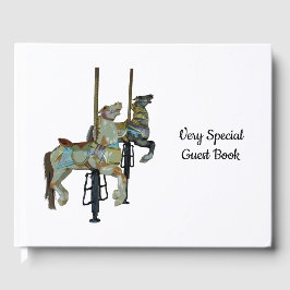 Livro De Visitas Feliz bonito Ir Redondo Carrossel Cavalos Convidad
