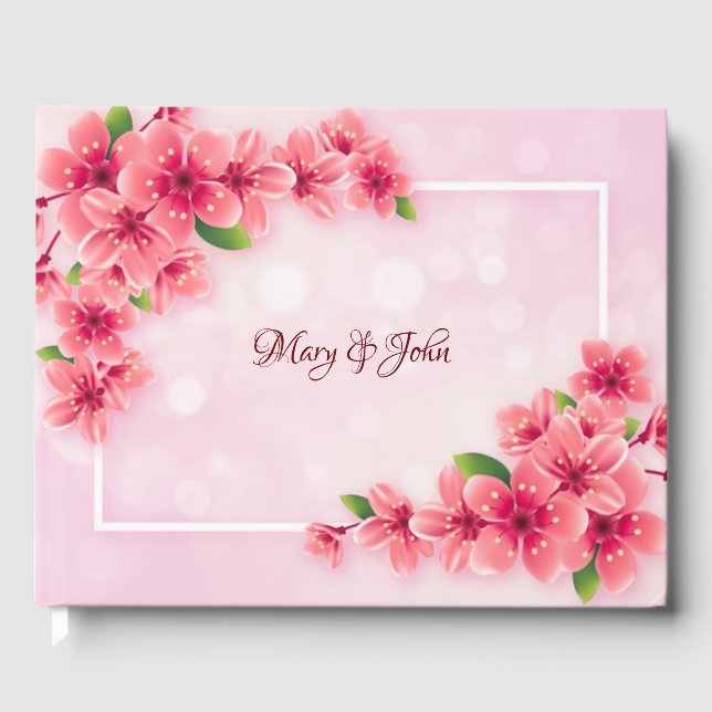 Livro De Visitas Feliz casamento cor-de-rosa (Frente)