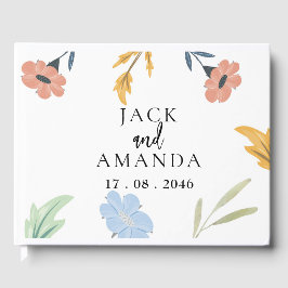 Livro De Visitas Feliz Joyful Colorful Floral Weding Guestbook