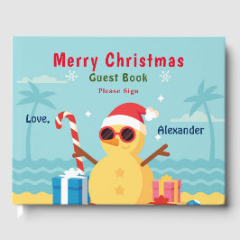 Livro De Visitas Feliz Natal Papais noeis de praia Personalizar