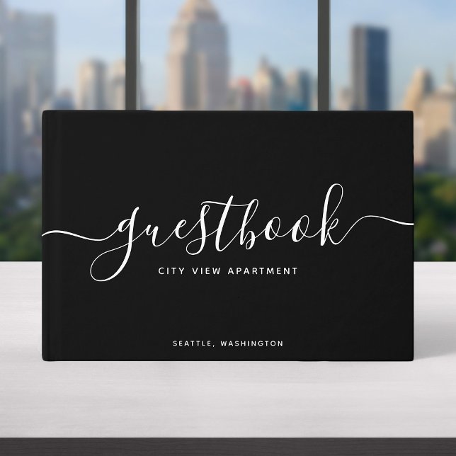 Livro De Visitas Férias ou Aluguer de Caligrafia Preta e Branca (Criador carregado)