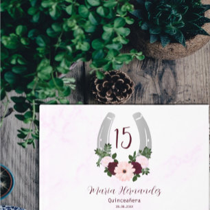Livro De Visitas Ferradura Floral Ocidental Quinceanera