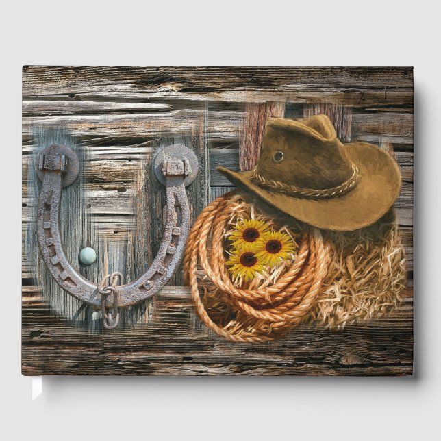 Livro De Visitas Ferradura ocidental do cowboy Hat Lasso (Frente)