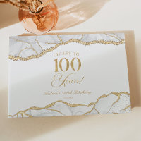 Festa de 100 Anos em Agata Dourada Branca Elegante