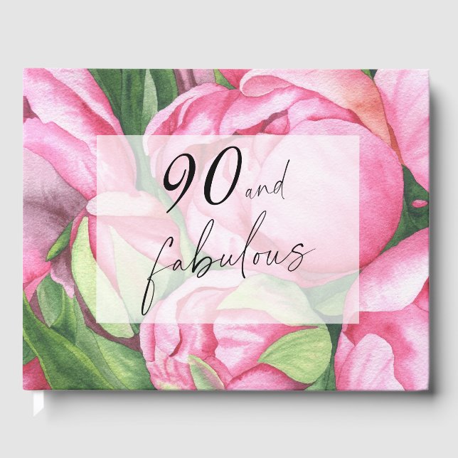 Livro De Visitas Festa de 90 anos com Peonies (Frente)