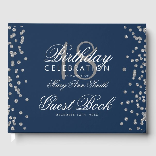 Livro De Visitas Festa de aniversário 18º Marinho de Confetti (Frente)