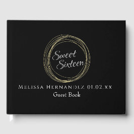 Livro De Visitas Festa de aniversário circular de luxo de 16 folhas