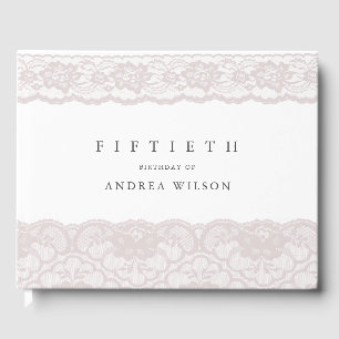 Livro De Visitas Festa de aniversário cor-de-rosa elegante do laç