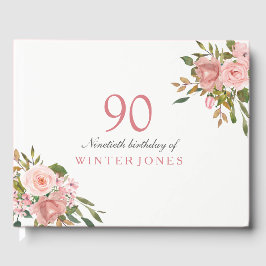 Livro De Visitas Festa de aniversário das Flores Douradas Rosa Rosa