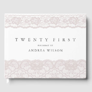 Livro De Visitas Festa de aniversário de 21 anos de rendas rosa ele