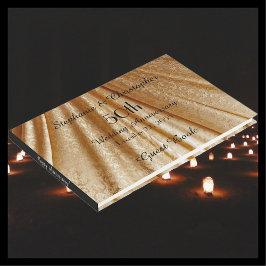 Livro De Visitas Festa de Aniversário de 50 Anos Tecido Dourado Dra
