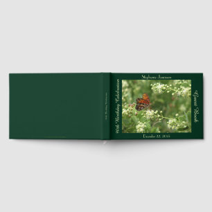Livro De Visitas Festa de Aniversário, Nome, Borboleta Laranja, Ver