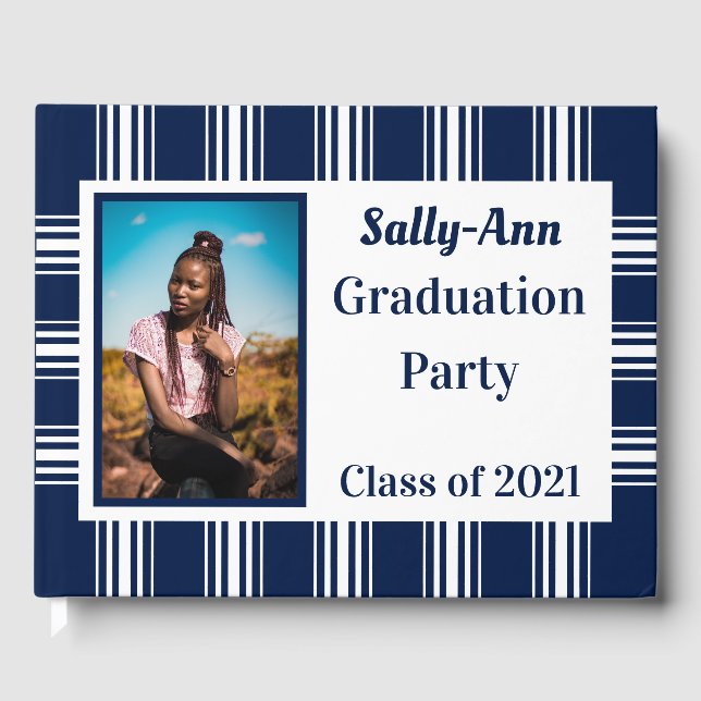 Livro De Visitas Festa de formatura de fotos brancas do marinho (Frente)