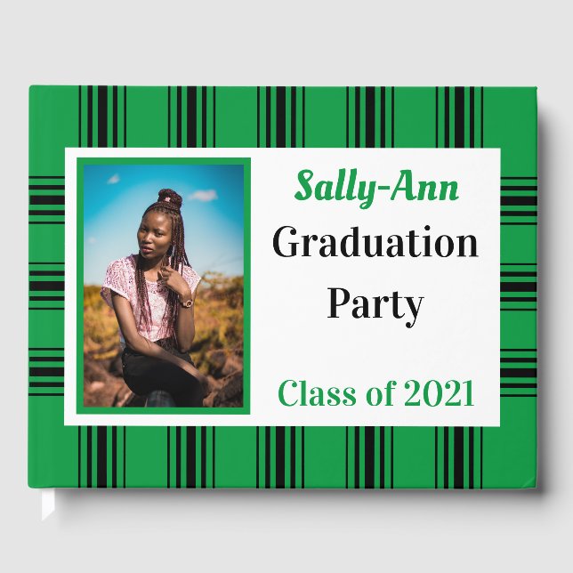 Livro De Visitas Festa de formatura de Fotos Preta Verde (Frente)