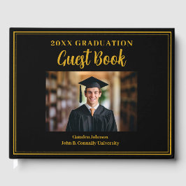 Livro De Visitas Festa de formatura Formal do Formando Preto Dourad