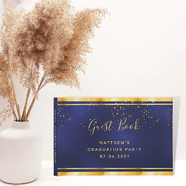 Livro De Visitas Festa de formatura marinho azul dourado