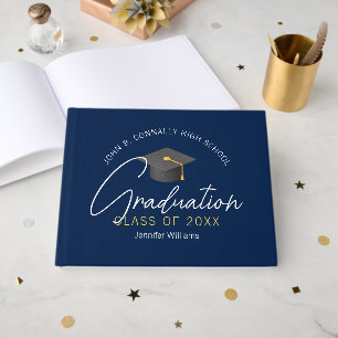 Livro De Visitas Festa de Graduação Personalizada Azul Naval Modern