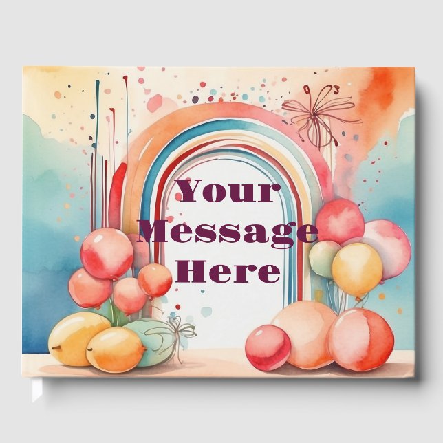 Livro De Visitas Festa do Arco-Íris de Aquarela (Frente)