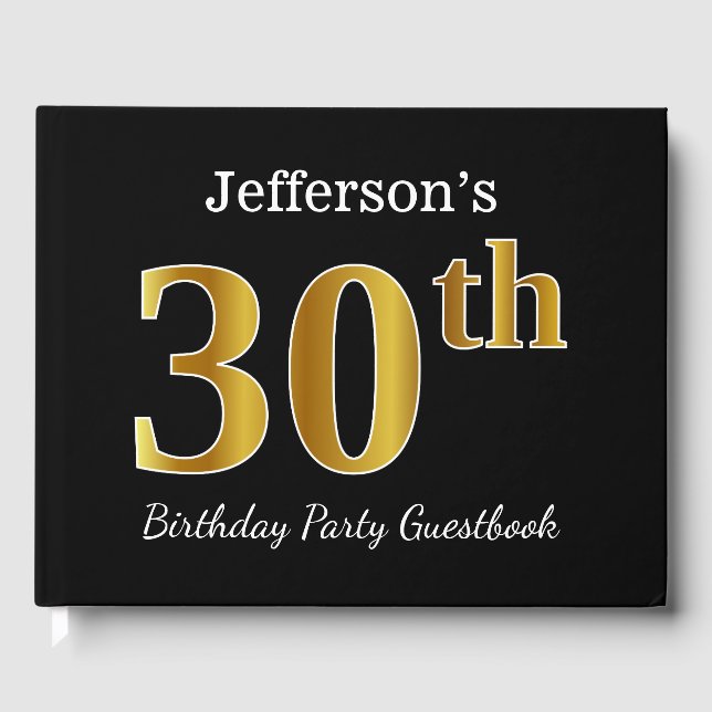 Livro De Visitas Festa Dourada de aniversário de 30 anos Preta + No (Frente)