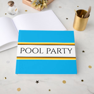 Livro De Visitas FESTA NA PISCINA Listras de Corrida Azul Céu Branc