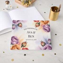 Livro De Visitas Festive Purple Orange and Red Roses Wedding