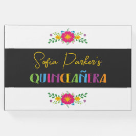Livro De Visitas Fiesta Quinceañera floral colorida mexicana