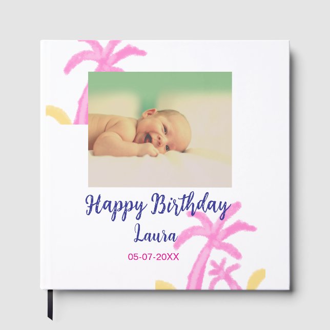 Livro De Visitas Filhos bebês primeiro aniversario adicionar nome d (Frente)