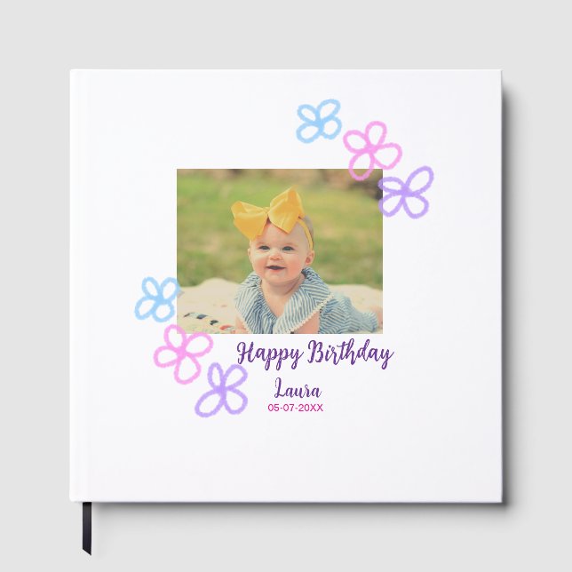 Livro De Visitas Filhos bebês primeiro aniversario adicionar nome d (Frente)