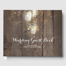 Livro De Visitas Firefly Lights Mason Jar Rustic Wedding
