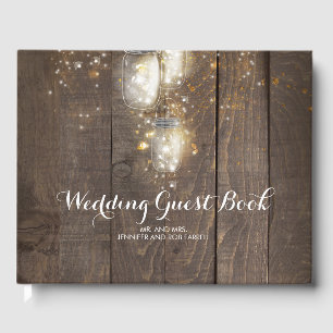 Livro De Visitas Firefly Lights Mason Jar Rustic Wedding