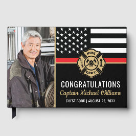 Livro De Visitas Fireman Photo Red Line Flag Firefighter Retirement