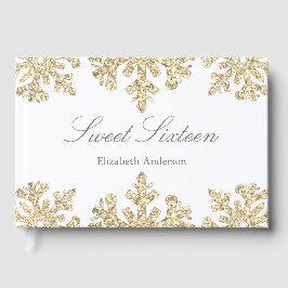 Livro De Visitas Floco de neve Dourado Winter Sweet 16