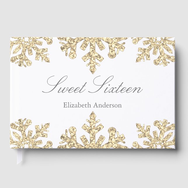 Livro De Visitas Floco de neve Dourado Winter Sweet 16 (Frente)