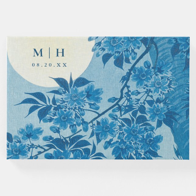 Livro De Visitas Flor Azul-Cereja Antiquado Japonês (Frente)