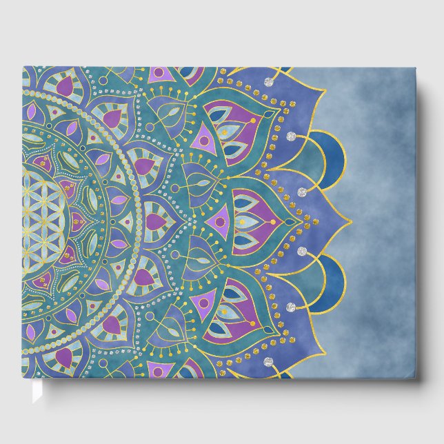 Livro De Visitas Flor da Vida - Mandala Estilo Índia 1 (Frente)