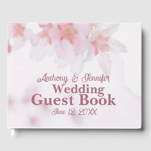 Livro De Visitas Flor de Cerejeira Rosa e Branco Nome Personalizado