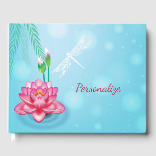 Livro De Visitas Flor de Lotus Rosa-Rosa-Dragão Personalizado