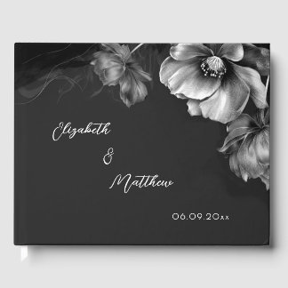 Livro De Visitas Flor de Prata Preta | Casamento
