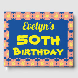 Livro De Visitas Flor rosa 50ª Festa de aniversário