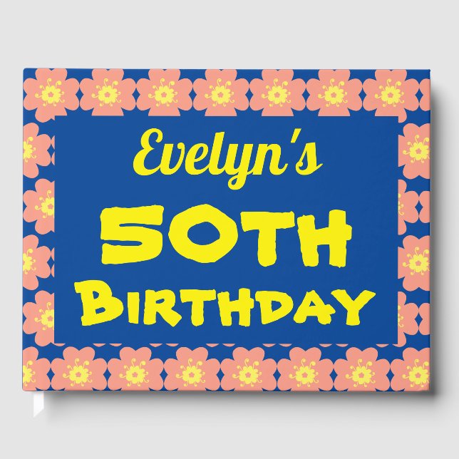 Livro De Visitas Flor rosa 50ª Festa de aniversário (Frente)