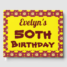 Livro De Visitas Flor Vermelho 50ª Festa de aniversário