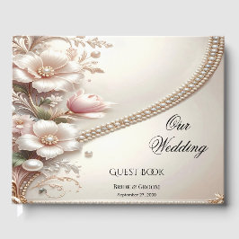 Livro De Visitas Floral and Pearl Embellishments Guest Book