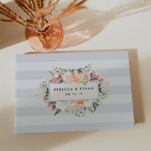 Livro De Visitas Floral Antiquado Nimbus Cinza Stripe Wedes