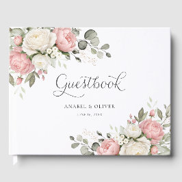 Livro De Visitas Floral Blush Pink Greenery Wedding Guestbook
