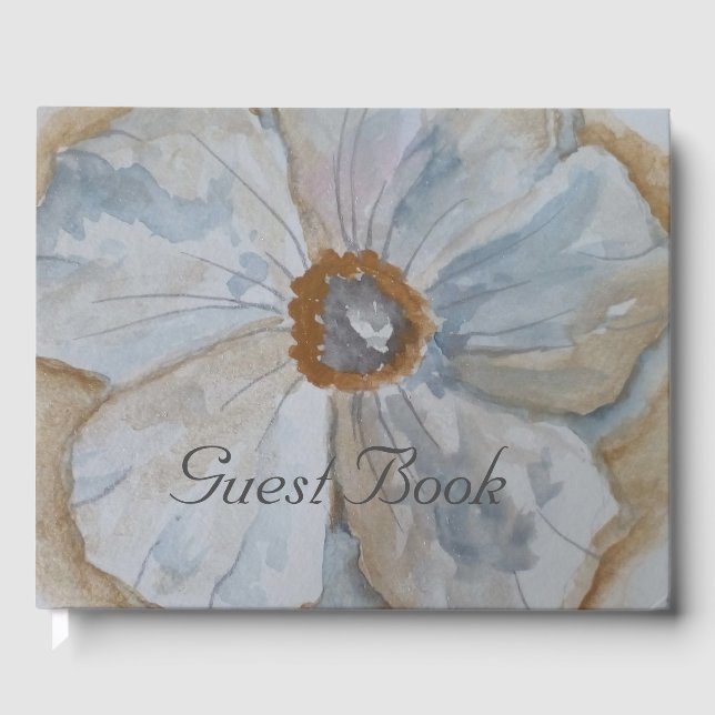 LIVRO DE VISITAS FLORAL BRANCO E DOURADO (Frente)